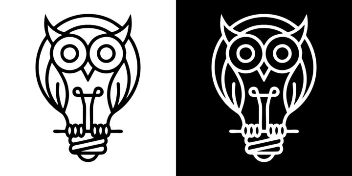 Wise owl lightbulb logo design representing creativity, knowledge, and bright ideas for innovation and learning
