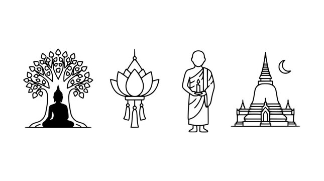Buddha Enlightenment, Monk, Temple, Lotus Lantern Icons