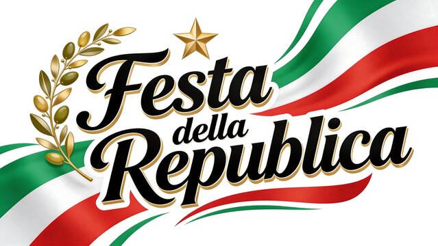 Festa della Repubblica, Italian Republic Day, celebration logo, gold laurel star