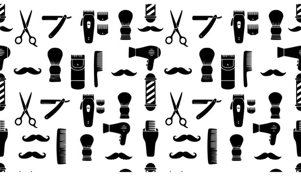 Barber Shop Tools Seamless Pattern Vector Grooming Icon Collection