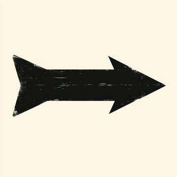 distressed black arrow pointing right on beige background conveying bold forward motion and vintage directional sign
