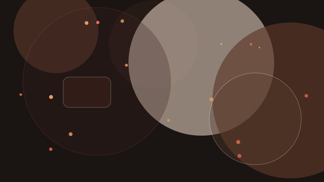 Brown gradient circles with orange dots and white outlines on dark background vector illustration