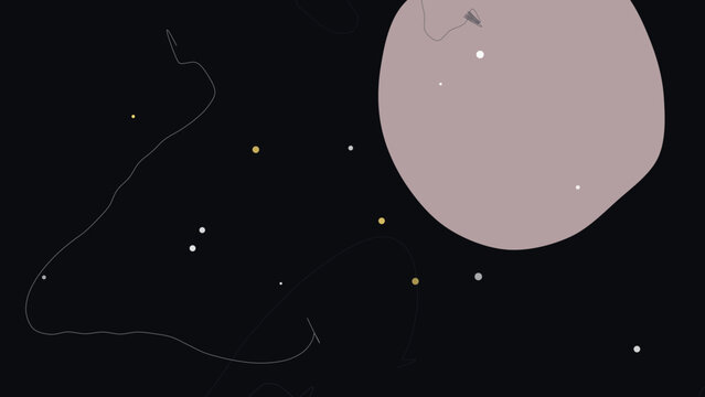 Minimalist illustration of a rabbit's head in profile with a large moon