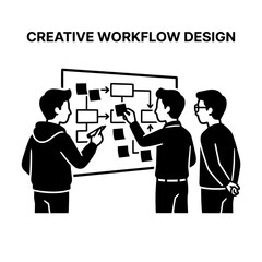 Naklejka premium Team Collaboration on Creative Workflow Design and Planning.