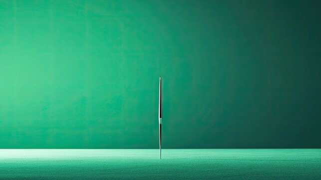 Minimalist Green Background with Vertical Line and Surface Reflection