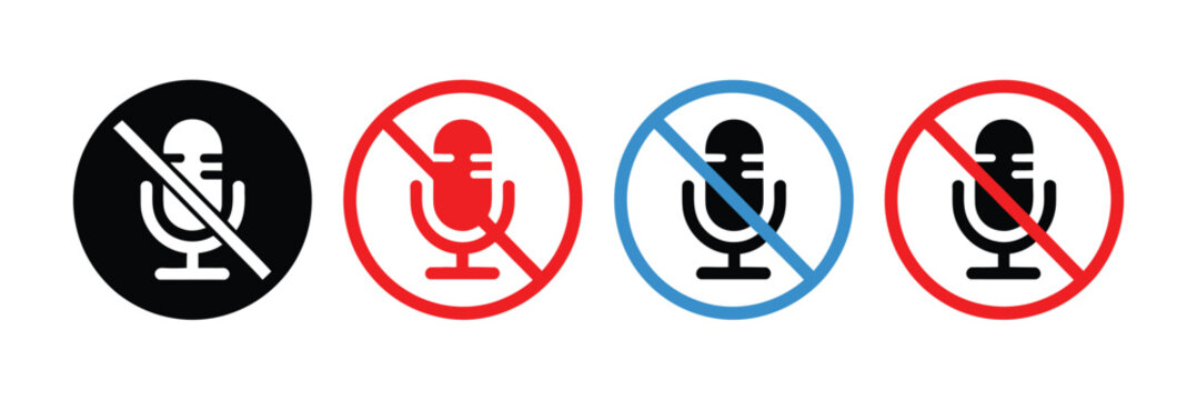No microphone icon featuring mic off symbol and voice mute button for digital communication interfaces.