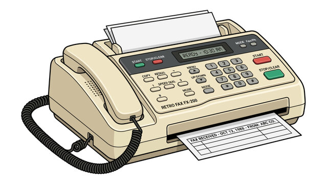 Vintage Fax Machine with Paper