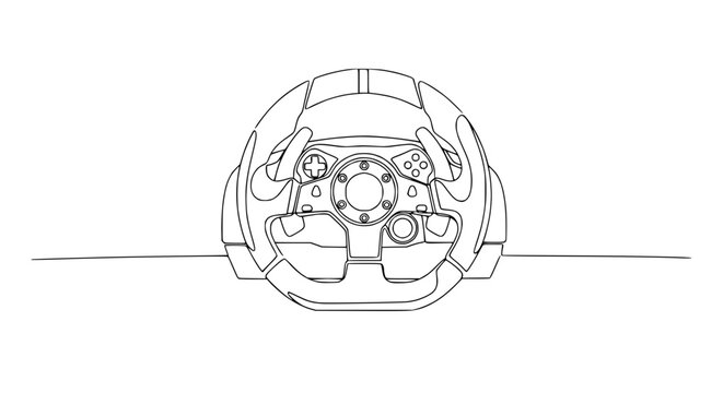 Gaming Steering Wheel Vector Illustration, Driving Simulator Control, Game Accessory