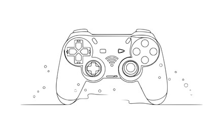 Modern wireless game controller drawing, minimalist sketch, isolated on white © Gege