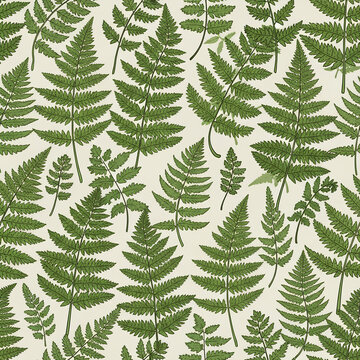 Ferns Pattern on a White Background A Botanical Study.