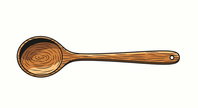 Wooden Spoon Illustration - Rustic Kitchen Utensil