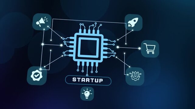 Creative technology abstract depicting microchip processing for rapid new enterprise acceleration.