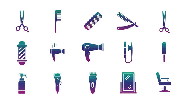 Barber tools and equipment set.