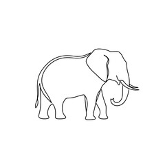 Fototapeta premium Continuous line drawing of walking elephant profile