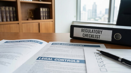 Obraz premium Organization paperwork financial legislation compliance desk