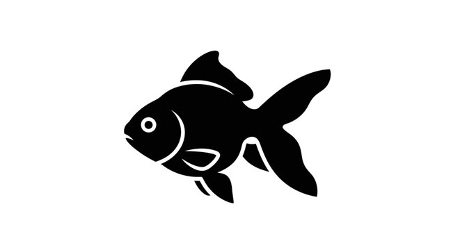 Silhouette of a graceful goldfish swimming in profile view.