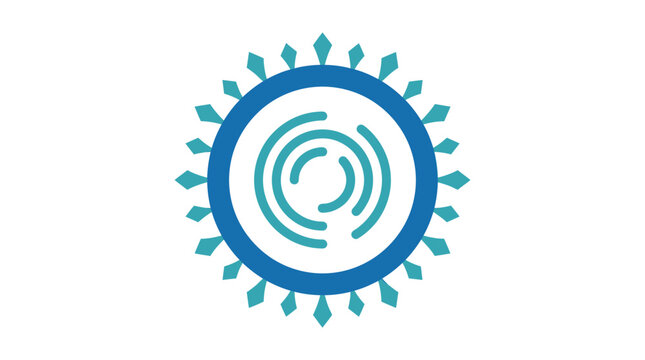 Dynamic and modern graphic icon featuring concentric rings enveloped by a radiating abstract pattern, symbolizing connectivity, digital innovation, and focused technological advancement