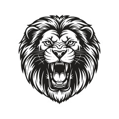 Obraz premium Roaring lion head emblem illustration artwork portrait.