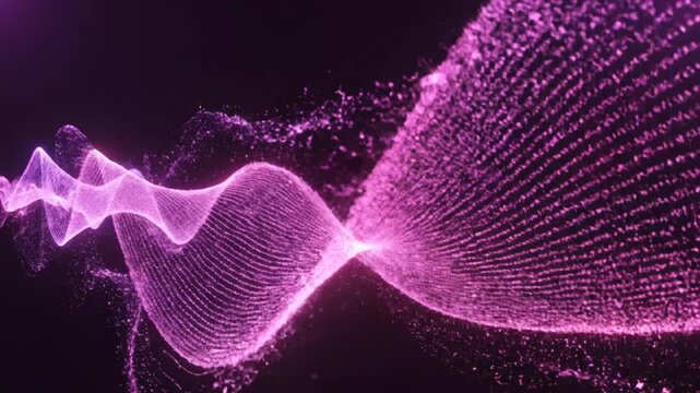 Glowing purple energy wave trail on a dark background