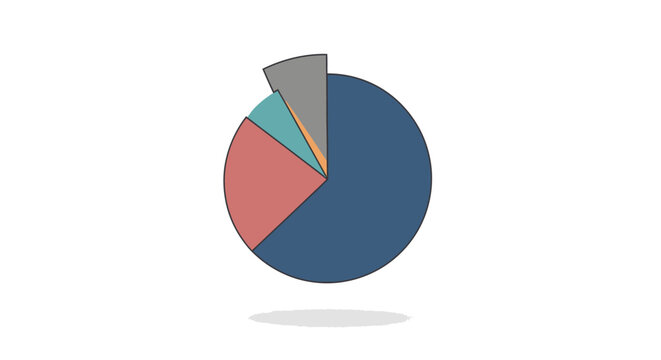 Colorful Pie Chart Presenting Data Statistics, Business Graph Illustration on Isolated White Background