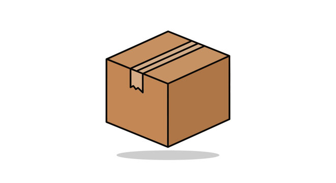 Closed Brown Cardboard Shipping Box on an isolated white background