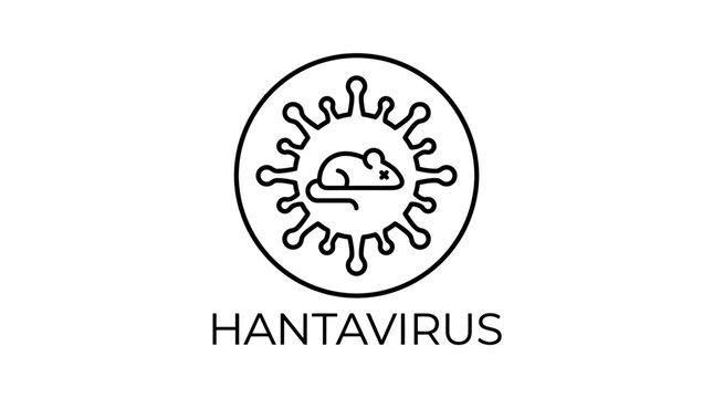 Rodent-borne viral disease alert symbol illustrating a mouse inside a pathogen outline for public health awareness