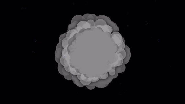 Stylized 3D Smoke Explosion Animation with Glowing Blue and Purple Effects