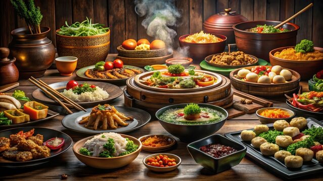 A bountiful feast of asian cuisine