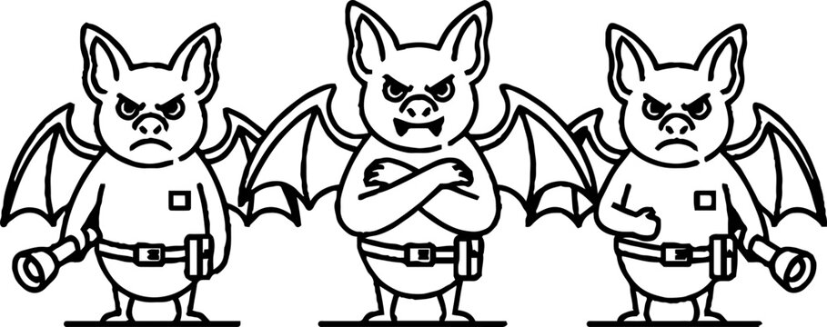 Bat security guards with flashlights and duty belts
