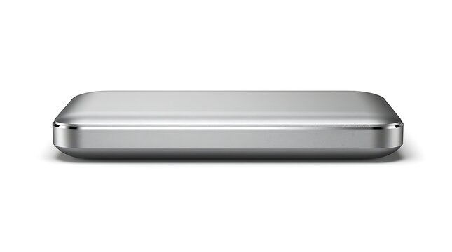 Silver metal rectangular object isolated on white background