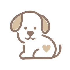 Fototapeta premium Cute Puppy Sitting Line Art Illustration with Heart Shape Transparent PNG