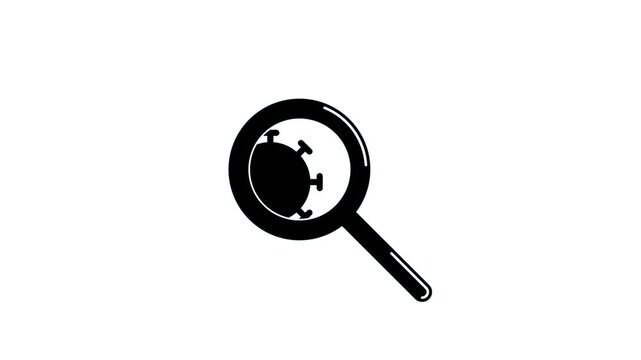 Animated scientist doctor with magnifying glass detecting dangerous microbe virus for scientific research to prevent infection cartoon looped video isolated on white background in 4K Ultra HD footage