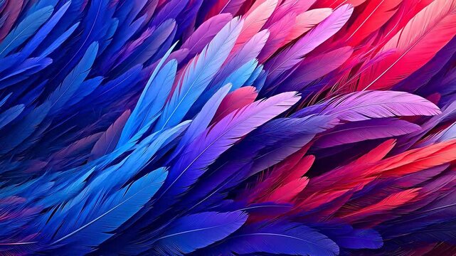 Digital red and purple gradient feather abstract background