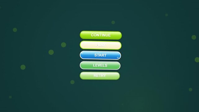 Digital Game Menu Interface with Animated Buttons and Floating Particles