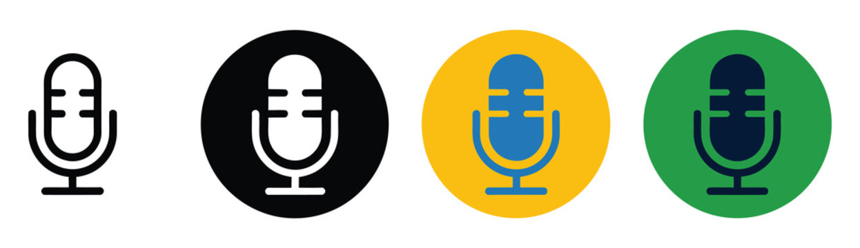 Microphone mic icon graphic showcasing speech, recording, and audio communication buttons for digital interface design.