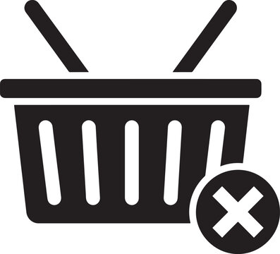 Shopping cart delete icon silhouette vector