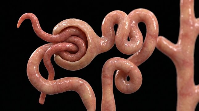 Human Kidney Nephron and Glomerulus Anatomical Model