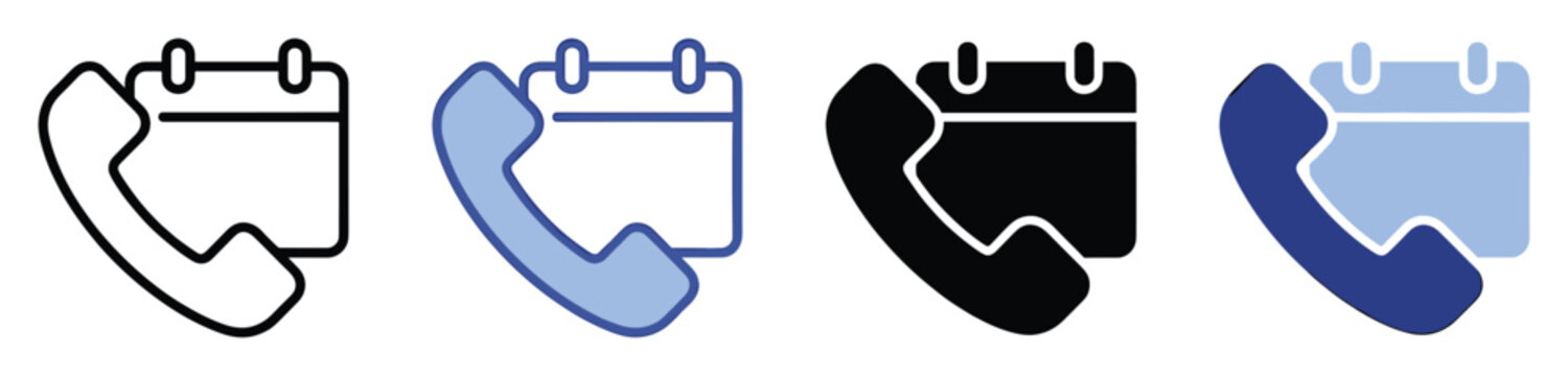 Set of phone call and calendar icons symbolizing appointment scheduling and timely communication
