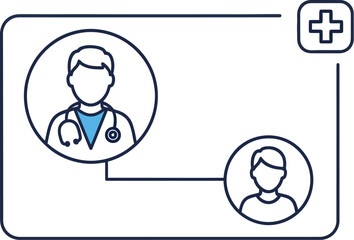 Fototapeta premium Doctor and patient in a medical consultation vector isolated on transparent background