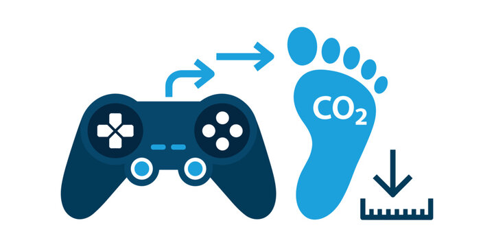 Gaming controller reducing carbon footprint game console reduction in white background