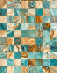 A colorful mosaic pattern with marbled squares
