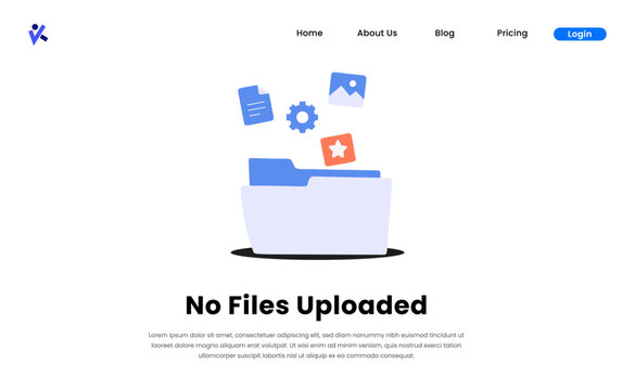 No Files Uploaded Illustration. Open Folder with Document Image and Star File Flying Out