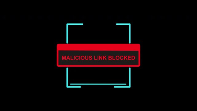 Animated Malicious Link Blocked Pop-Up. Looping Cyber Security Scanning Alert Icon on Alpha Channel.