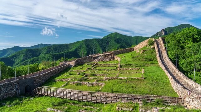 Majestic Summer Sunset Timelapse over Jiuyanlou Great Wall and Wild Mountains in Beijing