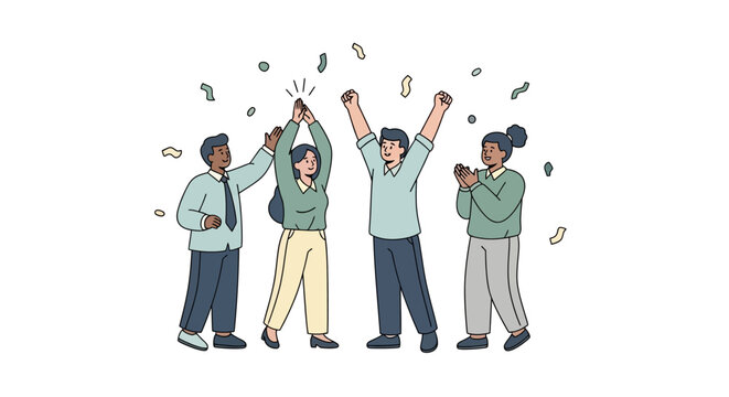 People Celebrating with Money.