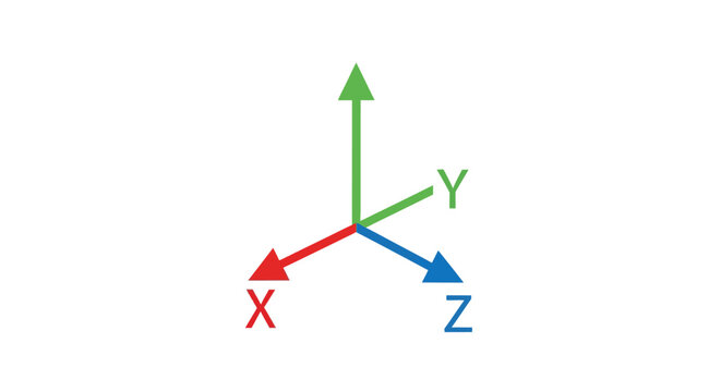 3D Cartesian Coordinate System Arrows - X, Y, Z Axes