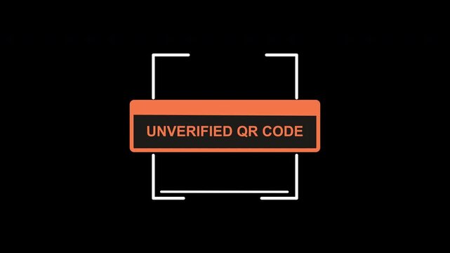 Animated Unverified QR Code Warning Pop-Up. Looping Cyber Security Scan Alert Icon on Alpha Channel.