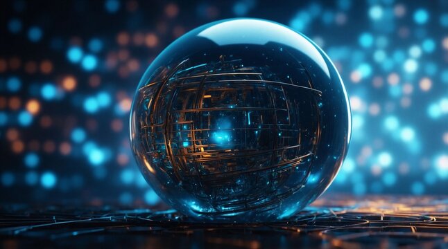 Quantum Computing Abstract Glowing Blue Orb