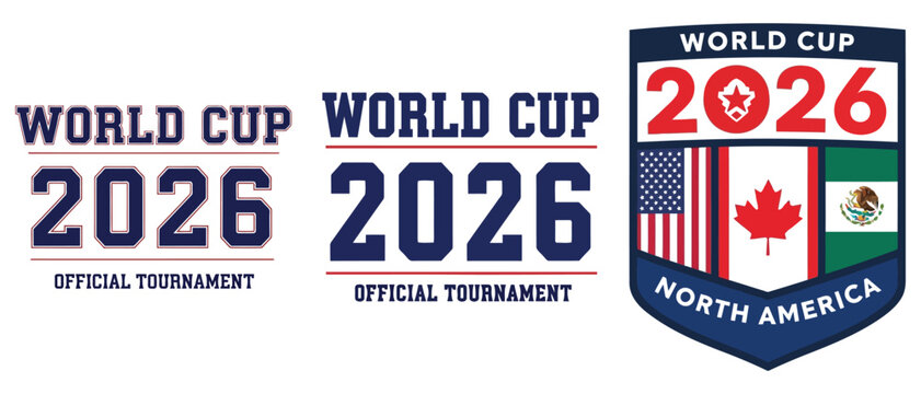 2026 world cup official tournament logo set with north america flag shield