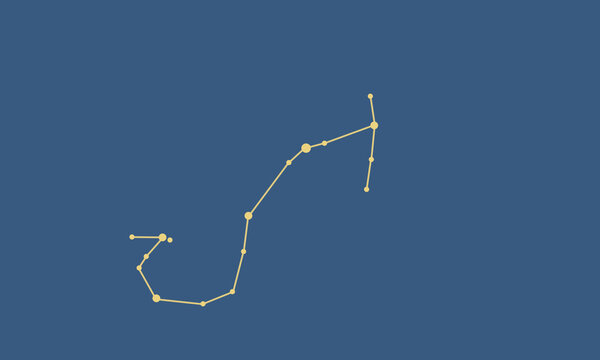 ネイビー色の背景に浮かぶさそり座の星座線のイラスト（ゴールド色）